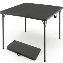 Klapptisch für Camping tragbarer Picknick-Campingtisch mit Griff leichter Esstisch für den Außenbereich Weiß/Grau