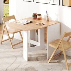 Klapptisch Rund Balkontisch Klappbarer Gartentisch für 4 bis 7 Personen 163 x 80 x 75 cm Weiß