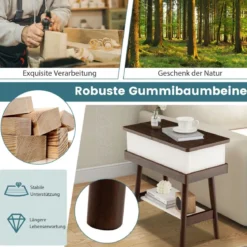 Klapptisch Sofatisch mit um 180° klappbarer Platte 60 x 30 x 60 cm Dunkelbraun