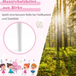 Klassisches 30 Tasten Kinderklavier mit Notenpult & Sitzbank Ideal für Kinder von 3 bis 8 J. Weiß