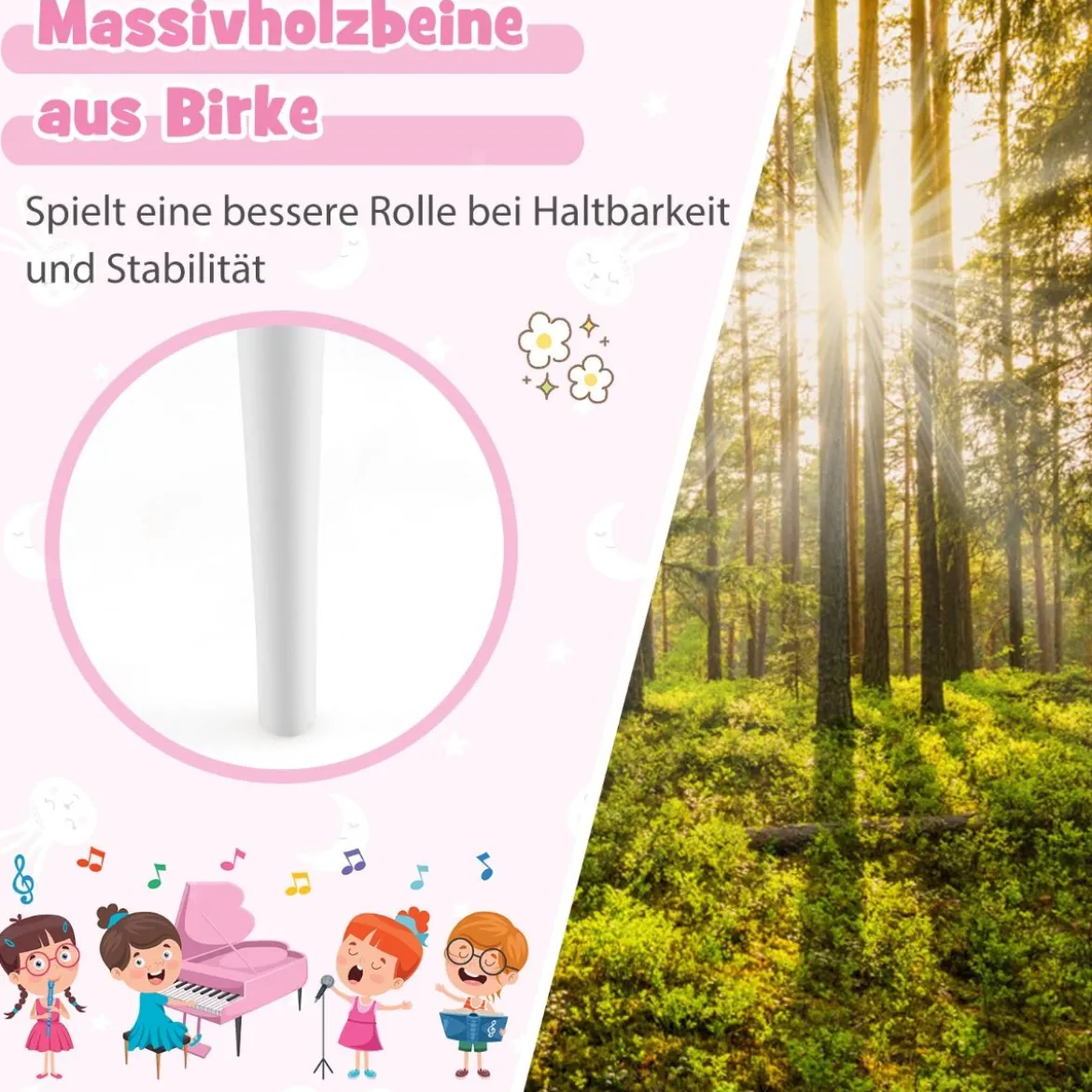 Klassisches 30 Tasten Kinderklavier mit Notenpult & Sitzbank Ideal für Kinder von 3 bis 8 J. Weiß
