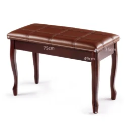Klavierbank mit Notenfach Klavierhocker aus Massivhoz 75 x 35 x 49 cm Braun