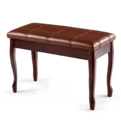 Klavierbank mit Notenfach Klavierhocker aus Massivhoz 75 x 35 x 49 cm Braun