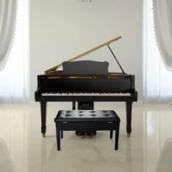 Klavierhocker Höhenverstellbar Klavierbank Pianobank mit Stauraum Schwarz