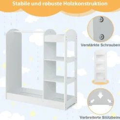 Kleidergarderobe für Kinder Kostümgarderobe für Kinder mit Spiegel 93,5 x 38 x 100 cm Weiß