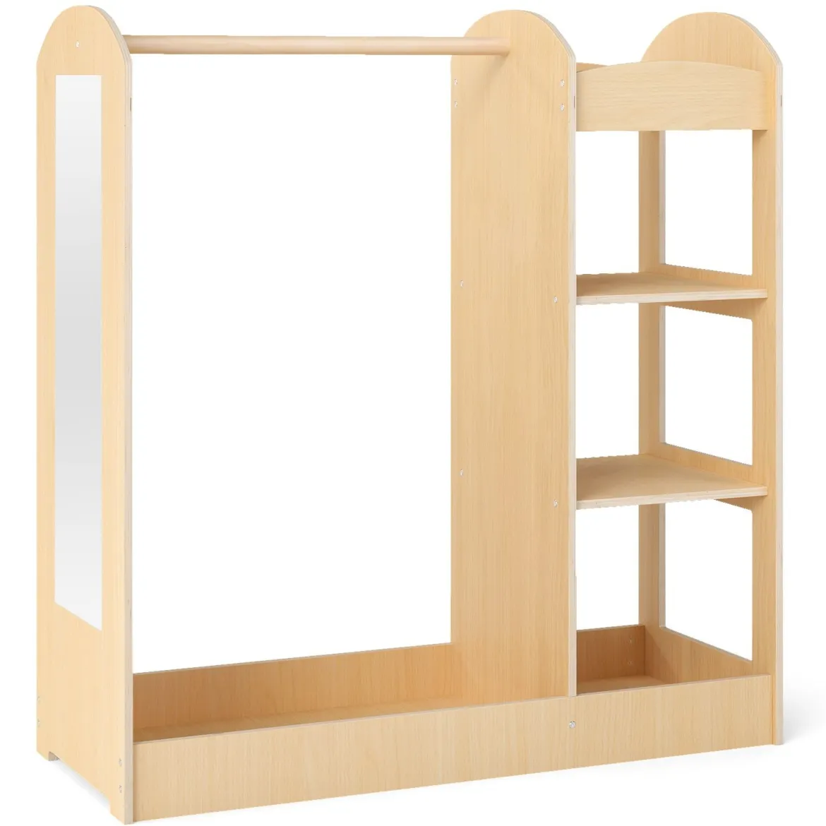 Kleidergarderobe für Kinder Kostümgarderobe für Kinder mit Spiegel 93,5 x 38 x 100 cm Natur