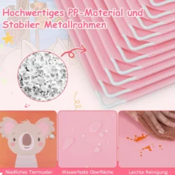 Kleiderschrank für Kinder Babyschrank mit 8 Würfeln & Hängebereich niedliche Cartoon-Kommode Rosa