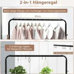 Kleiderständer auf Rollen mobile Garderobe im industriellen Rohrstil Mantelständer mit stabilem Metallrahmen