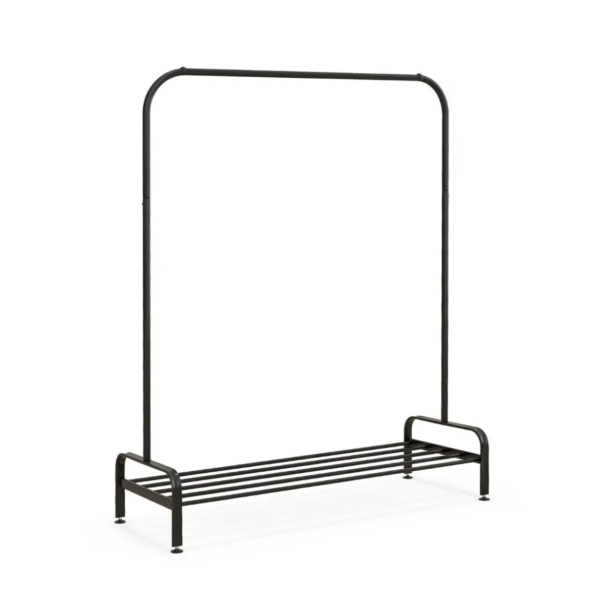 Kleiderständer mit Verstellbaren Füßen & Kleiderstange & Ablagefach 112 x 42 x 145 cm Schwarz
