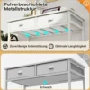 Kleiner Schreibtisch Computertisch mit 2 Stoffschublade 4 Haken & Metallrahmen Bürotisch aus Holz modern Weiß