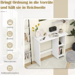 Kleiner Schreibtisch Computertisch mit Verstellbarer Ablage PC-Tisch 80 x 39,5 x 73,5 cm Weiß