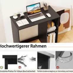 Kleiner Schreibtisch mit 2 Fächern Computertisch Bürotisch PC-Tisch 80 x 40 x 74 cm Weiß/Braun/Natur/Schwarz
