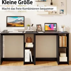 Kleiner Schreibtisch mit 2 Fächern Computertisch Bürotisch PC-Tisch 80 x 40 x 74 cm Weiß/Braun/Natur/Schwarz