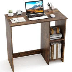 Kleiner Schreibtisch mit 2 Fächern Computertisch Bürotisch PC-Tisch 80 x 40 x 74 cm Weiß/Braun/Natur/Schwarz