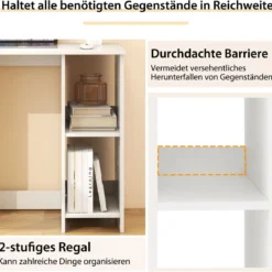 Kleiner Schreibtisch mit 2 Fächern Computertisch Bürotisch PC-Tisch 80 x 40 x 74 cm Weiß/Braun/Natur/Schwarz