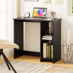 Kleiner Schreibtisch mit 2 Fächern Computertisch Bürotisch PC-Tisch 80 x 40 x 74 cm Weiß/Braun/Natur/Schwarz