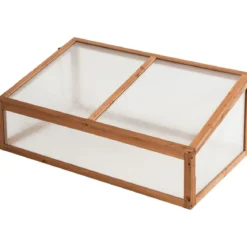 Kleines Kaltgewächshaus aus Holz Schutz für Blumenbeete im Garten oder auf der Terrasse 100 x 65 x 40 cm
