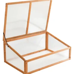 Kleines Kaltgewächshaus aus Holz Schutz für Blumenbeete im Garten oder auf der Terrasse 100 x 65 x 40 cm