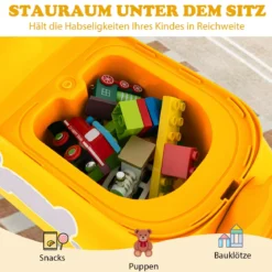 Kleinkind Aufsitzspielzeug Fahrzeug mit Stauraum unter dem Sitz Lichter Musik & Hupe Gelb