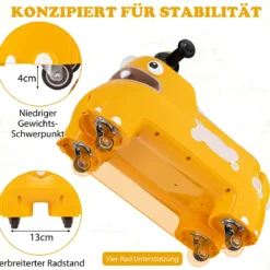 Kleinkind Aufsitzspielzeug Fahrzeug mit Stauraum unter dem Sitz Lichter Musik & Hupe Gelb