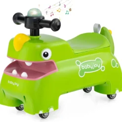 Kleinkind Aufsitzspielzeug Fahrzeug mit Stauraum unter dem Sitz Lichter Musik & Hupe Grün