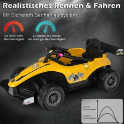 Kleinkind-Elektroauto 12-V-Kinderauto Elektrisches Rennauto für Kleinkinder mit Fernbedienung Gelb