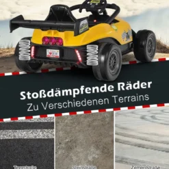 Kleinkind-Elektroauto 12-V-Kinderauto Elektrisches Rennauto für Kleinkinder mit Fernbedienung Gelb