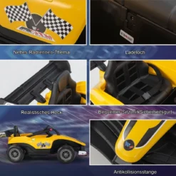 Kleinkind-Elektroauto 12-V-Kinderauto Elektrisches Rennauto für Kleinkinder mit Fernbedienung Gelb