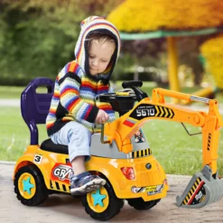 Kleinkinder Sitzbagger Kinderbagger Sandbagger mit zwei Schaufeln Gelb 103 x 29 x 46,5 cm
