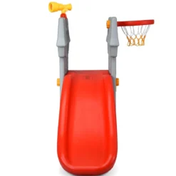 Kleinkindrutsche Kinderrutsche Kinderschlossrutsche mit Basketballkorb und Teleskopspielzeug