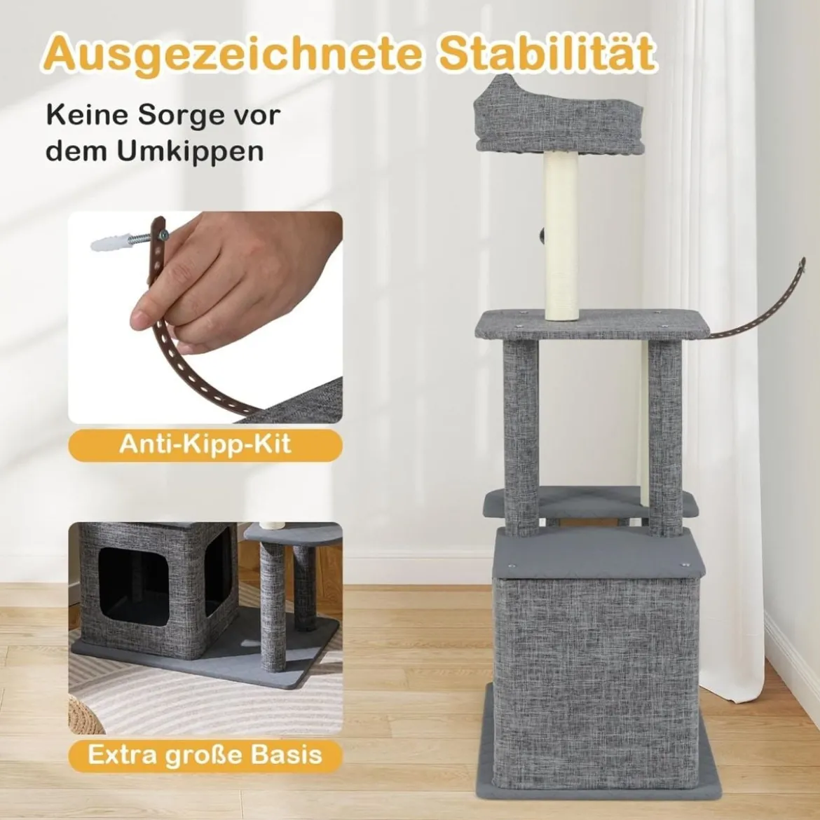 Klein Kratzbaum mit Höhle & Kratzsäulen & Sisal-Rampe & Ball Katzenbaum Kletterbaum