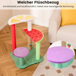 Klein Kratzbaum mit Plattformen & Erdbeerball & Kratzpfosten Niedliches Obstthema Katzenbaum