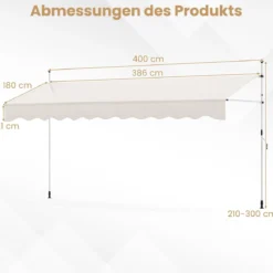 Klemmmarkise Balkonmarkise ohne Bohren mit Handkurbel Höhenverstellbar & UV-beständig Sonnenschutz Weiß