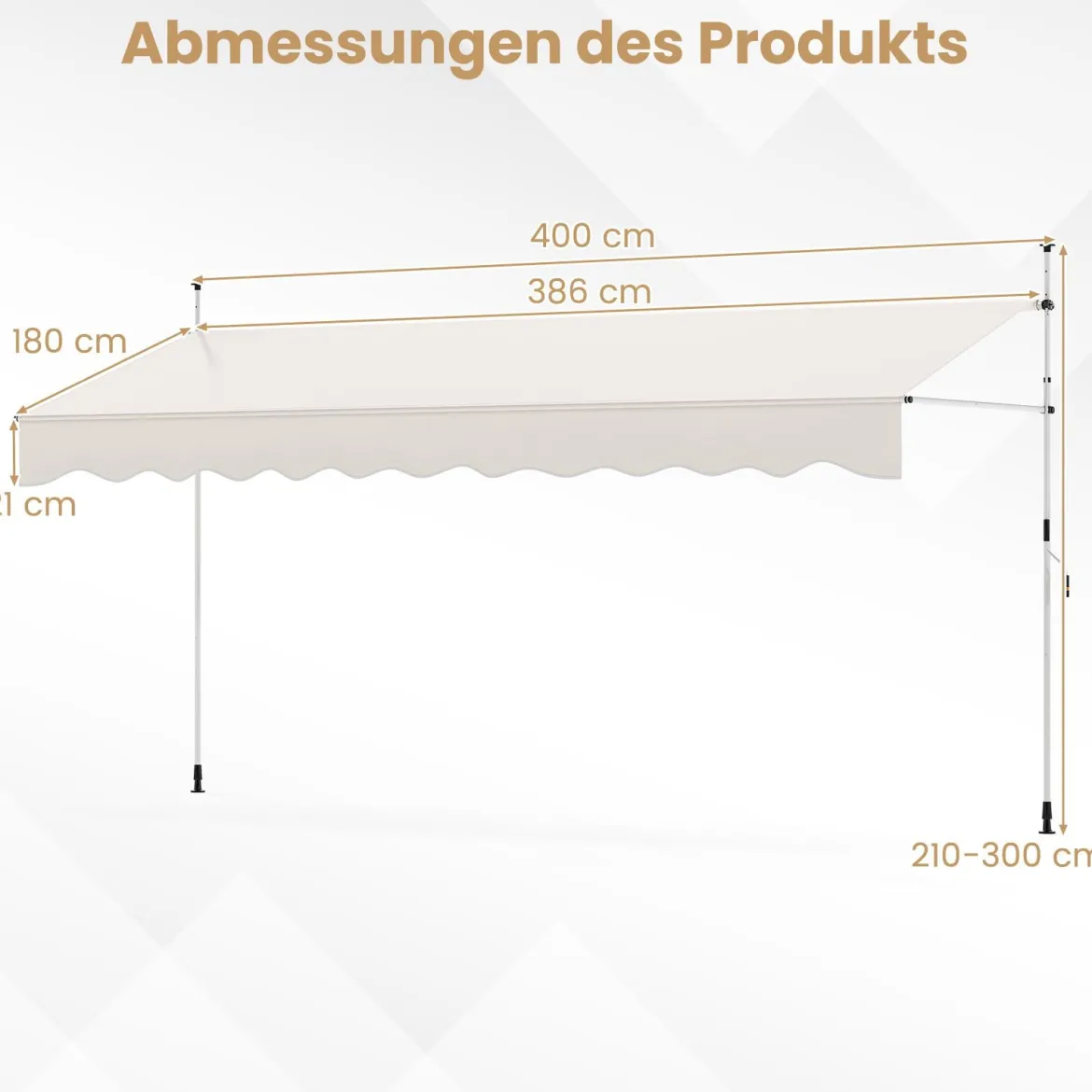 Klemmmarkise Balkonmarkise ohne Bohren mit Handkurbel Höhenverstellbar & UV-beständig Sonnenschutz Weiß