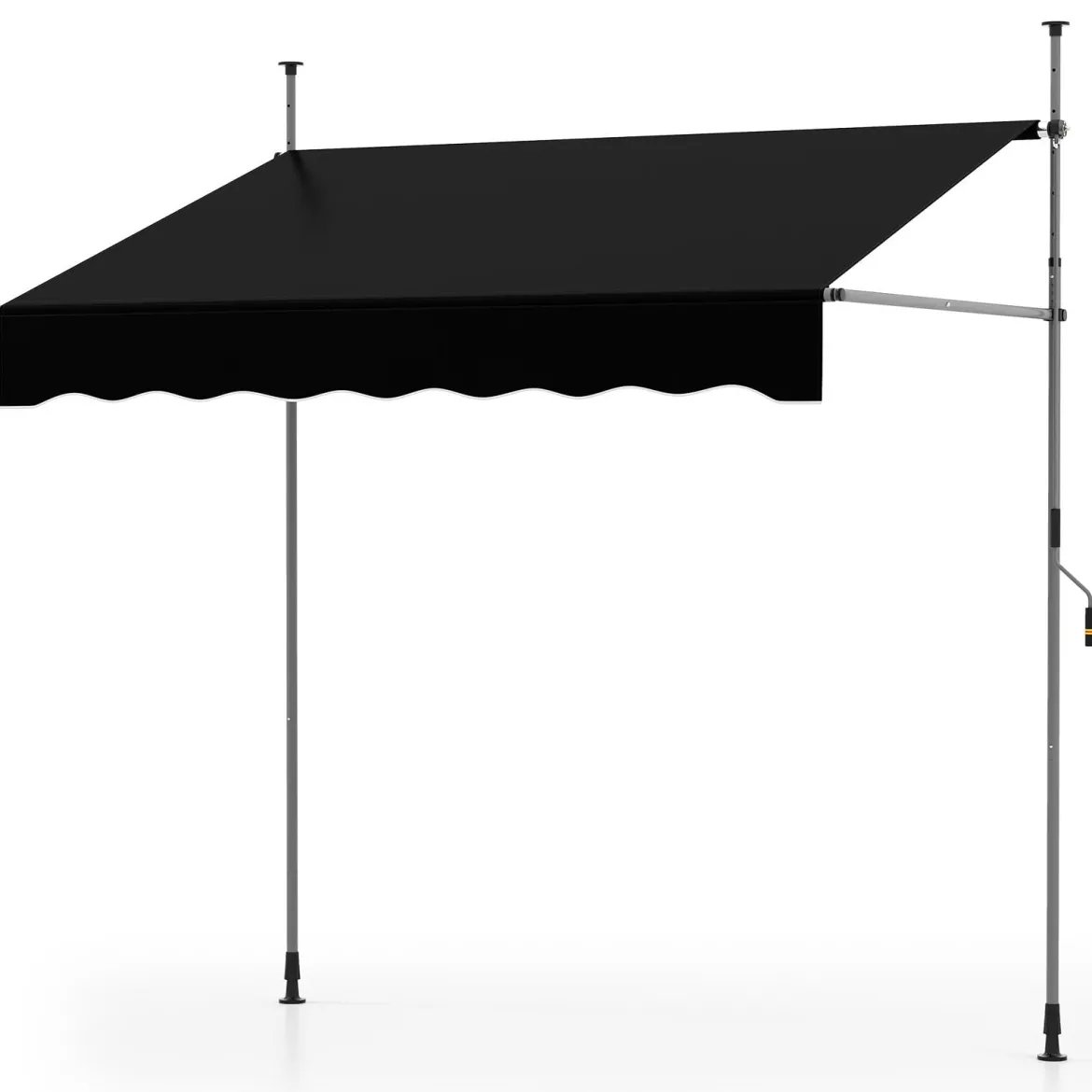 Klemmmarkise Balkonmarkise ohne Bohren mit Handkurbel Höhenverstellbar & UV-beständig 200 cm Schwarz
