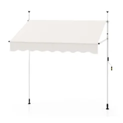 Klemmmarkise 200cm Balkonmarkise ohne Bohren mit Handkurbel Höhenverstellbar & UV-beständig 200 cm Weiß