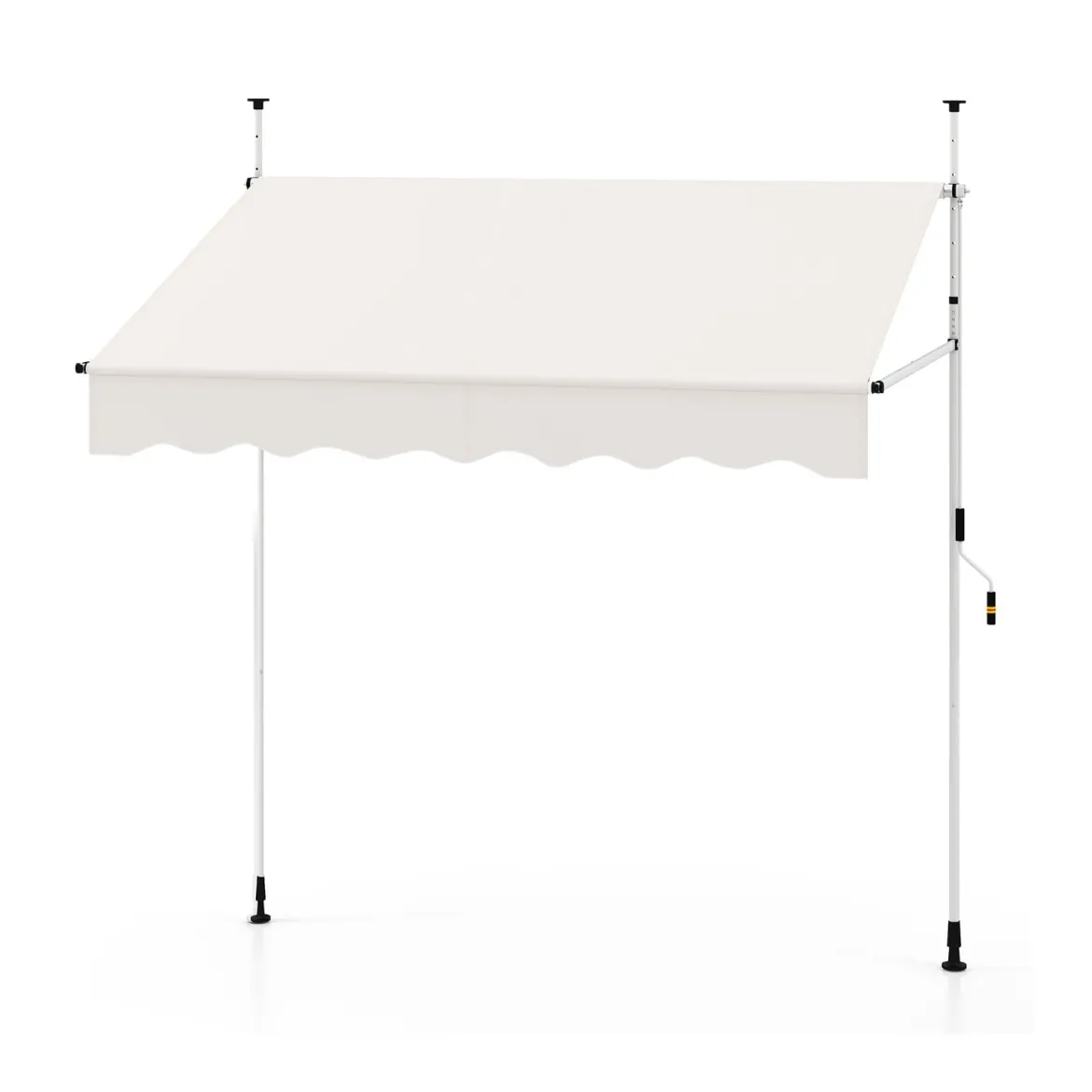 Klemmmarkise 200cm Balkonmarkise ohne Bohren mit Handkurbel Höhenverstellbar & UV-beständig 200 cm Weiß