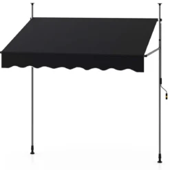 Klemmmarkise 200cm Balkonmarkise ohne Bohren mit Handkurbel Höhenverstellbar & UV-beständig 200 cm Schwarz