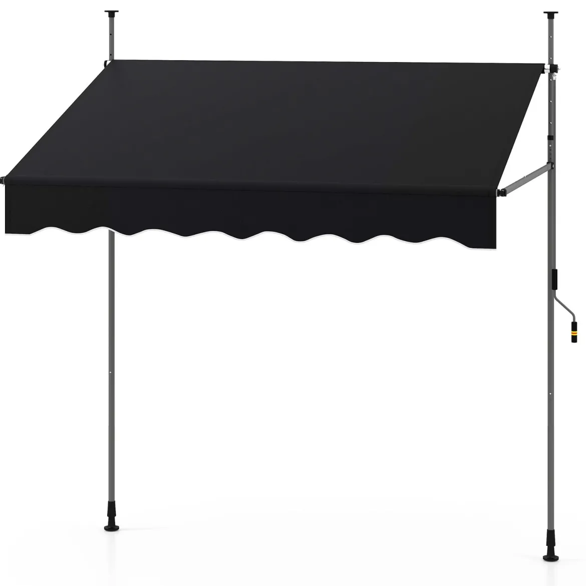 Klemmmarkise 200cm Balkonmarkise ohne Bohren mit Handkurbel Höhenverstellbar & UV-beständig 200 cm Schwarz