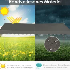 Klemmmarkise 350 cm breit Balkonmarkise ohne Bohren UV-beständig höhenverstellbar