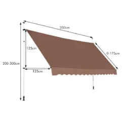 Klemmmarkise 350 cm breit Balkonmarkise ohne Bohren UV-beständig höhenverstellbar