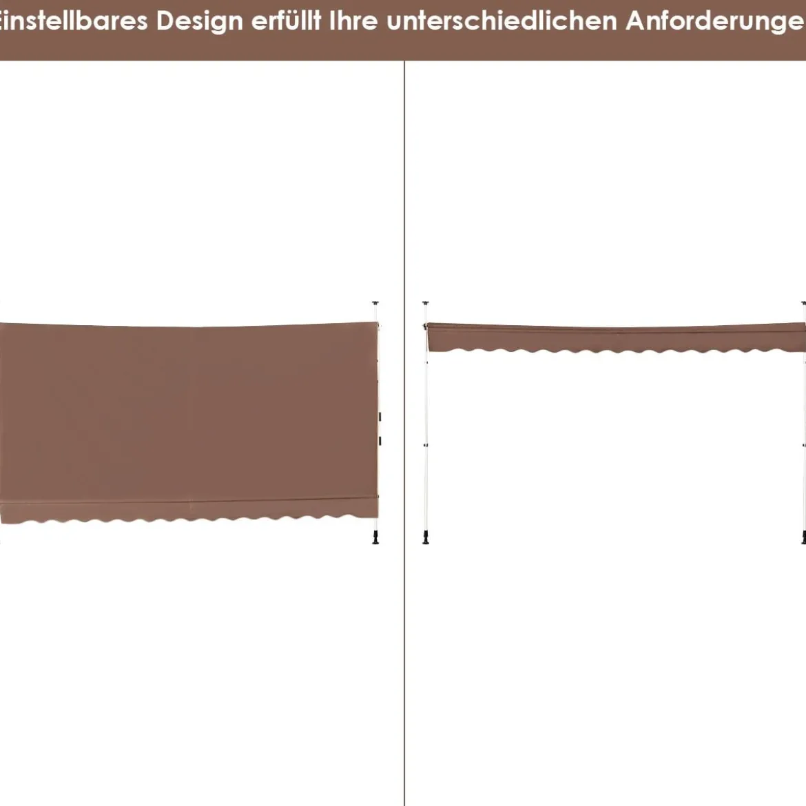 Klemmmarkise 400 cm breit Balkonmarkise ohne Bohren UV-beständig höhenverstellbar