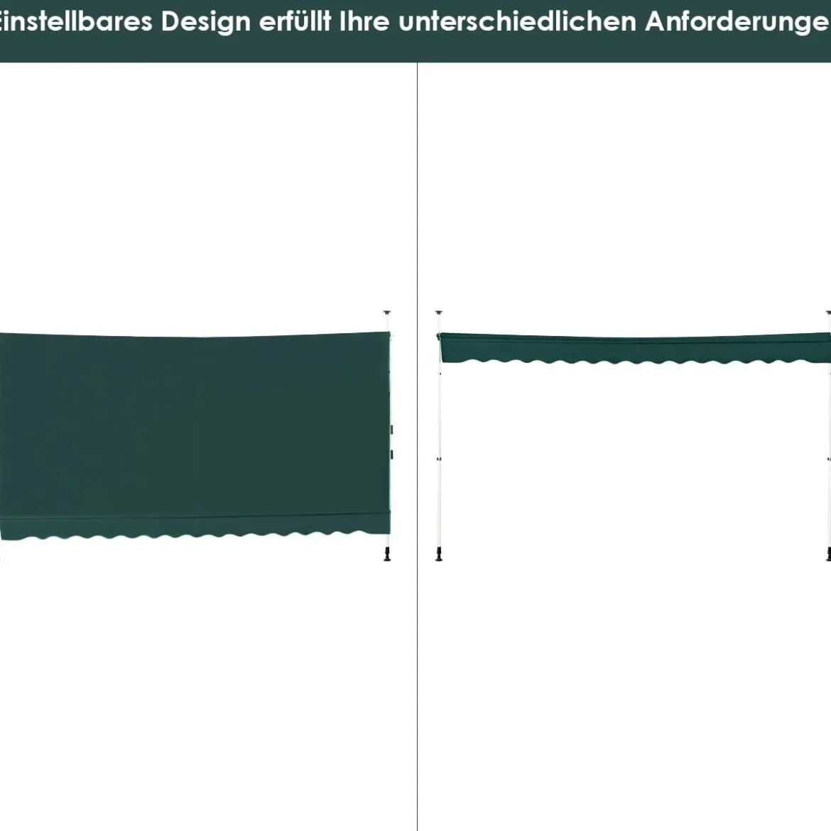 Klemmmarkise 400 cm breit Balkonmarkise ohne Bohren UV-beständig höhenverstellbar