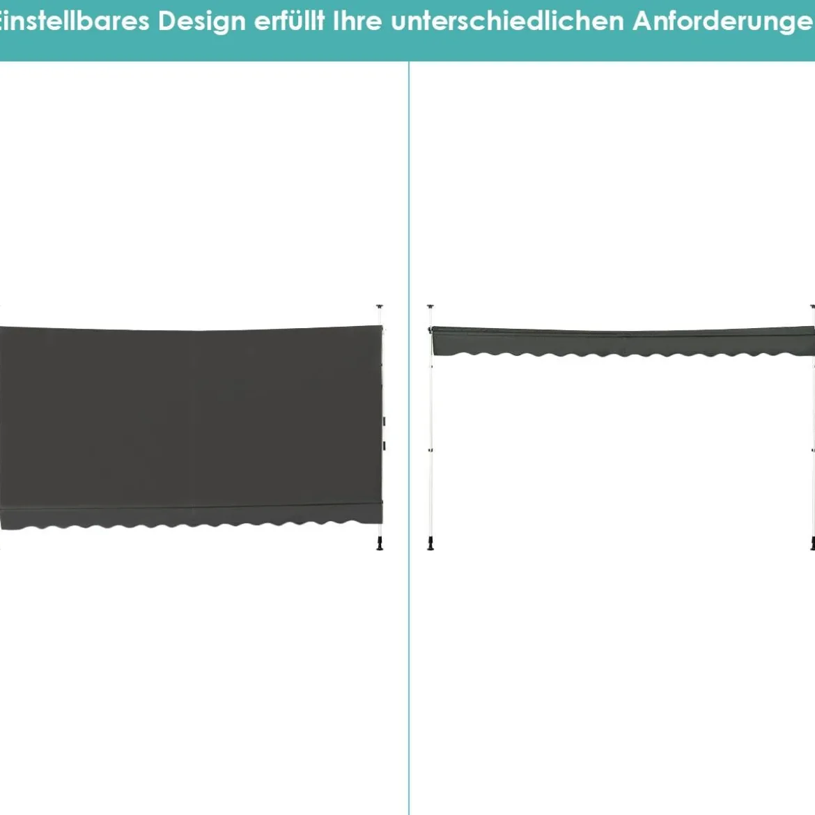 Klemmmarkise 400 cm breit Balkonmarkise ohne Bohren UV-beständig höhenverstellbar
