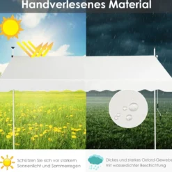 Klemmmarkise 300 cm breit Balkonmarkise ohne Bohren UV-beständig höhenverstellbar