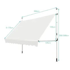 Klemmmarkise 300 cm breit Balkonmarkise ohne Bohren UV-beständig höhenverstellbar