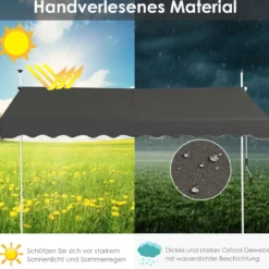 Klemmmarkise 300 cm breit Balkonmarkise ohne Bohren UV-beständig höhenverstellbar