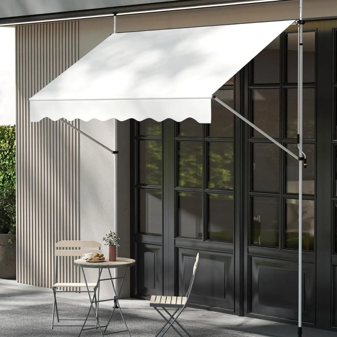 Klemmmarkise ohne Bohren mit Handkurbel Höhenverstellbare & UV-beständige 250 cm
