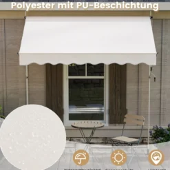 Klemmmarkise ohne Bohren mit Handkurbel Höhenverstellbare & UV-beständige 250 cm