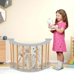 Kletterbogen aus Holz mit Weichem Kissen zum Wippen & Klettern & Krabbeln Klettergerüst Grau